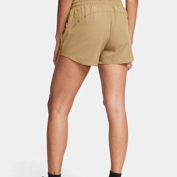 Under Armour Tan Athletic Shorts with Elastic Waistband and Side Split - Picture 2 of 6